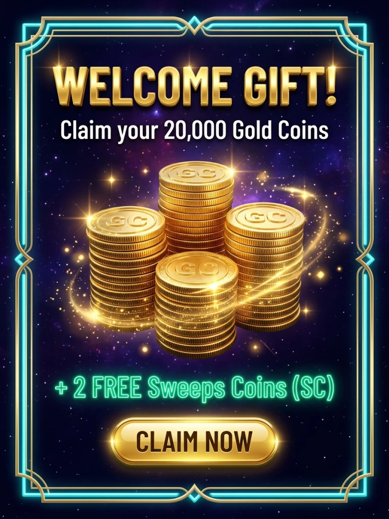 20,000 Gold Coins plus 2 Free Sweeps Coins Welcome Gift